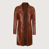 Bryson Womens Cognac Brown Leather Car Coat