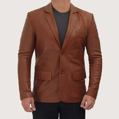 Men's Professional Two Button Leather Blazer