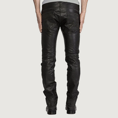 RICK OWENS BLACK LEATHER TYRONE PANTS
