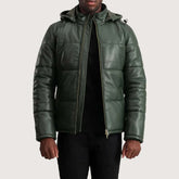 Gordon Green Hooded Leather Puffer Jacket