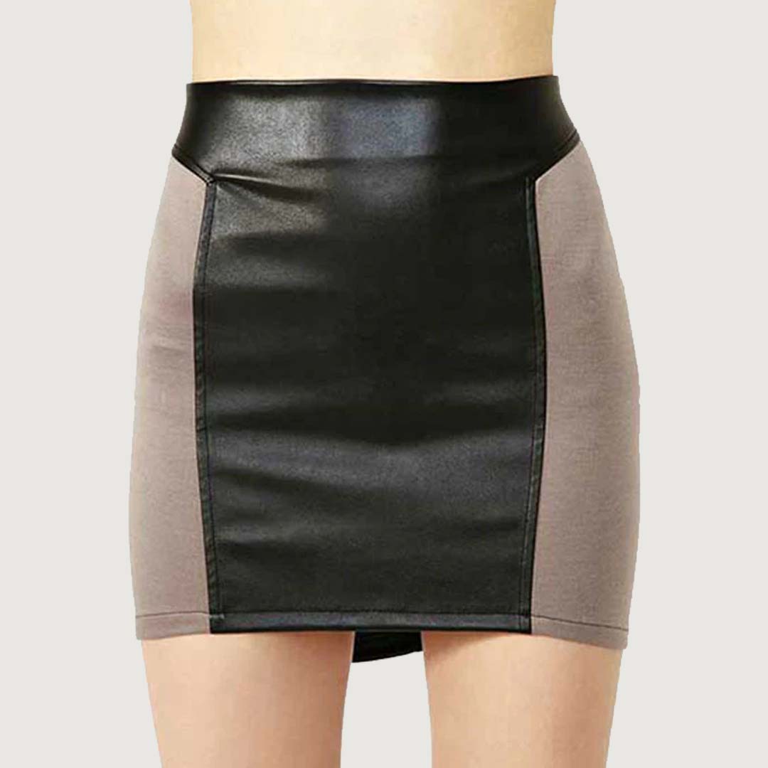 Contoured Figurine Leather Skirt