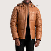 Gordon Tan LuxeShield Hooded Leather Puffe