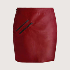 Bold Zip Leather Mini Skirt