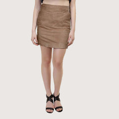 Subtle Beige Suede Leather Skirt