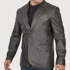Men's Rub Off Brown Lambskin Leather Blazer