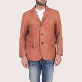 Tan Brown Leather Blazer