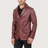 Satin Lining Men's Leather Blazer