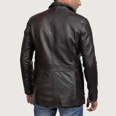 Viscose Lining Wine Black Leather Blazer