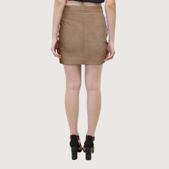 Subtle Beige Suede Leather Skirt