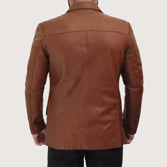 Men's Professional Two Button Leather Blazer