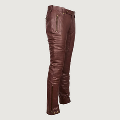 Soft Maroon Washed Leather Pants