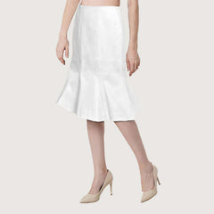 Sculpted Fit & Flare Leather Skirt