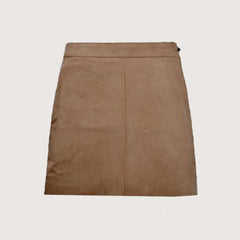Subtle Beige Suede Leather Skirt