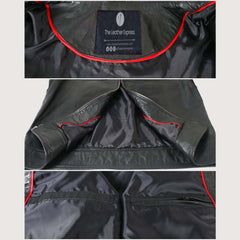 Versatile Men's Black Lambskin Leather Coat