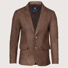 Men's Rub Off Light Brown Lambskin Leather Blazer