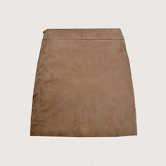 Subtle Beige Suede Leather Skirt