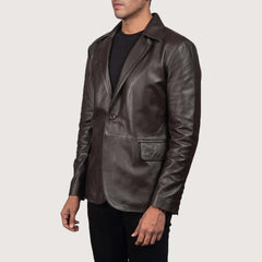 Men's Daron Brown Leather Blazer