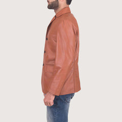 Tan Brown Leather Blazer