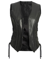 Cindy Womens Black Leather Biker Vest