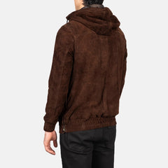 Kenton Hooded Mocha Suede Pullover Jacket
