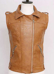 Men Camel Brown Western Style Vest