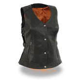 Women’s Black Snap Front Vest