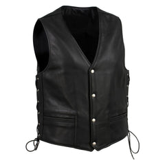 Men's Black Steerhide Motorcycle Leather Vest