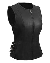 Women's Front Zip Closure Biker Leather Vest