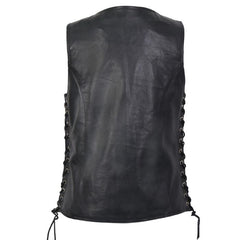 Black Lambskin Side Lace Biker Vest