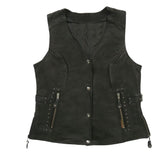 Motorcycle Style Black Leather Biker Vest