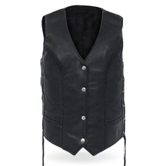 Ladies Braided Leather Motorcycle Biker Vest