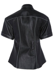 Leather Shirt Half Sleeves