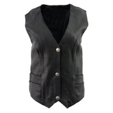 Women's Classic Black Leather Vest