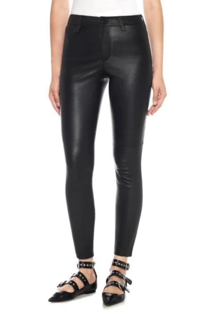 BLACK FAUX SKINNY LEATHER PANTS