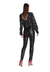 BELTED BLACK LEATHER PANTS