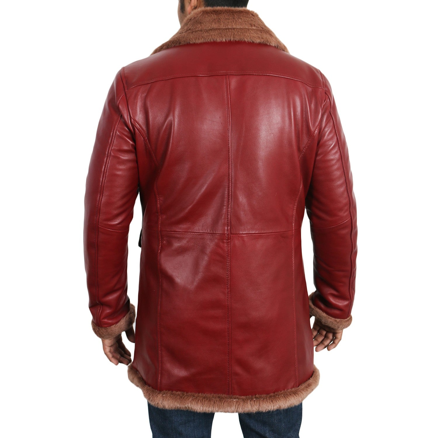 Men's Maroon Genuine Lambskin Leather Coat