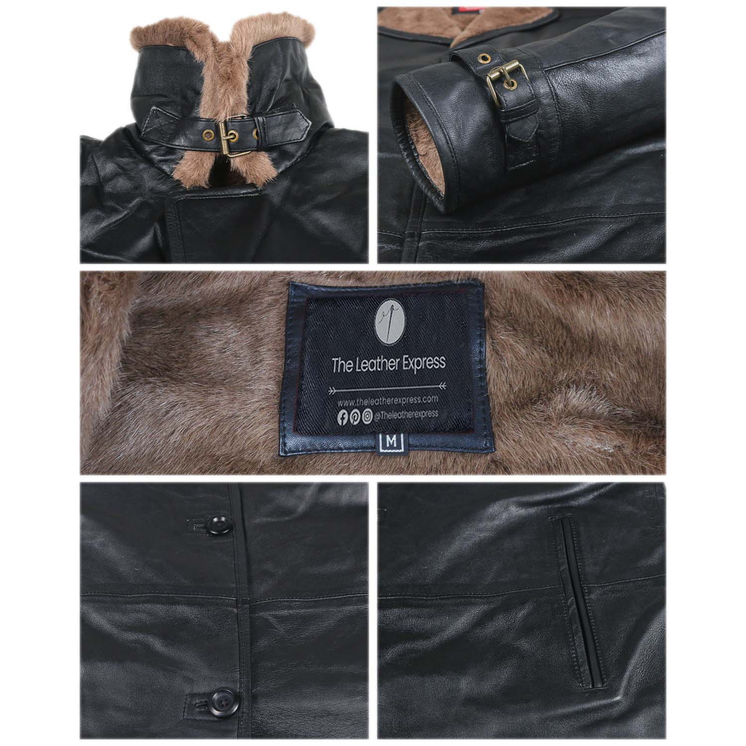 Men's Black Genuine Lambskin Leather Long Coat