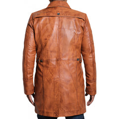 Men's Brown Lambskin Leather Coat (Blazer Coat)