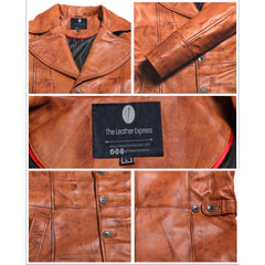 Men's Brown Lambskin Leather Coat (Blazer Coat)