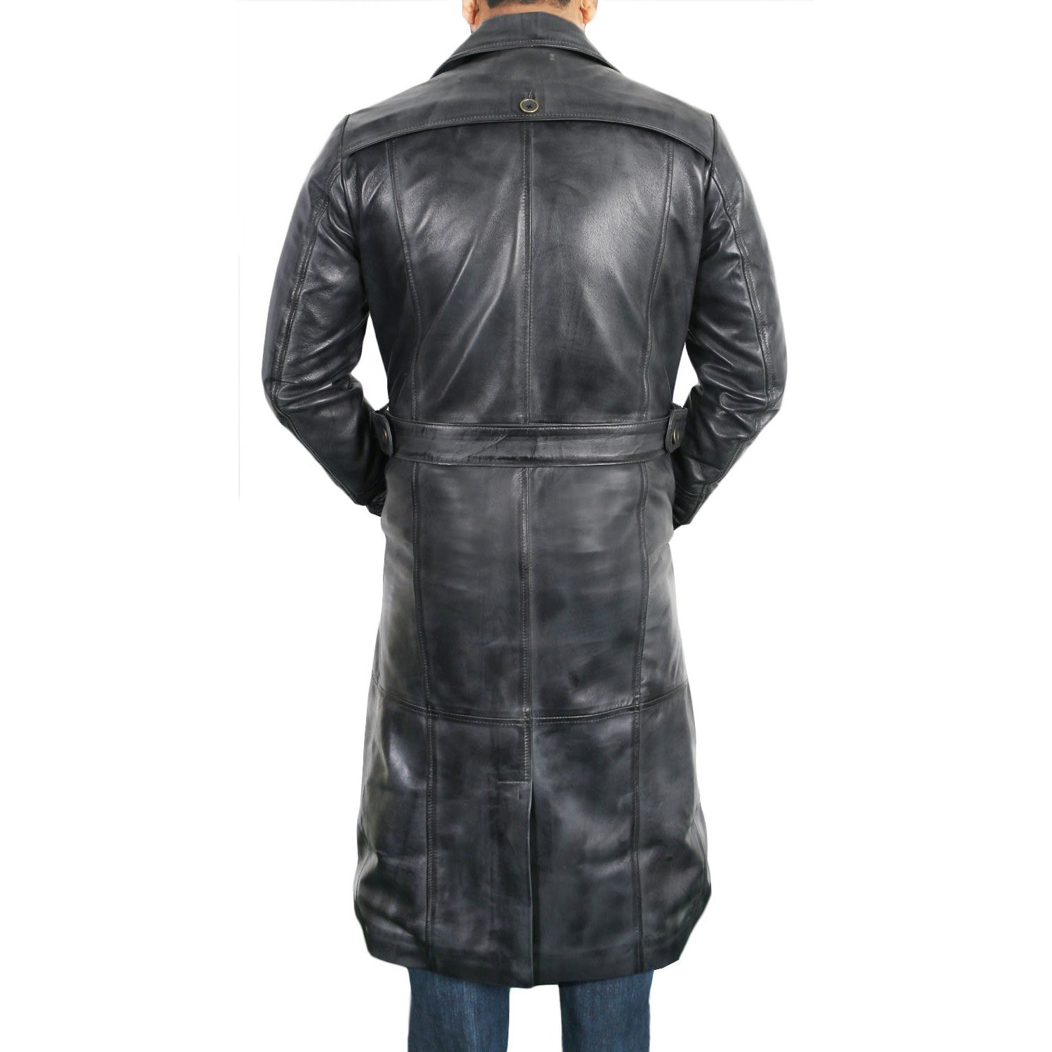 Versatile Men's Black Lambskin Leather Coat