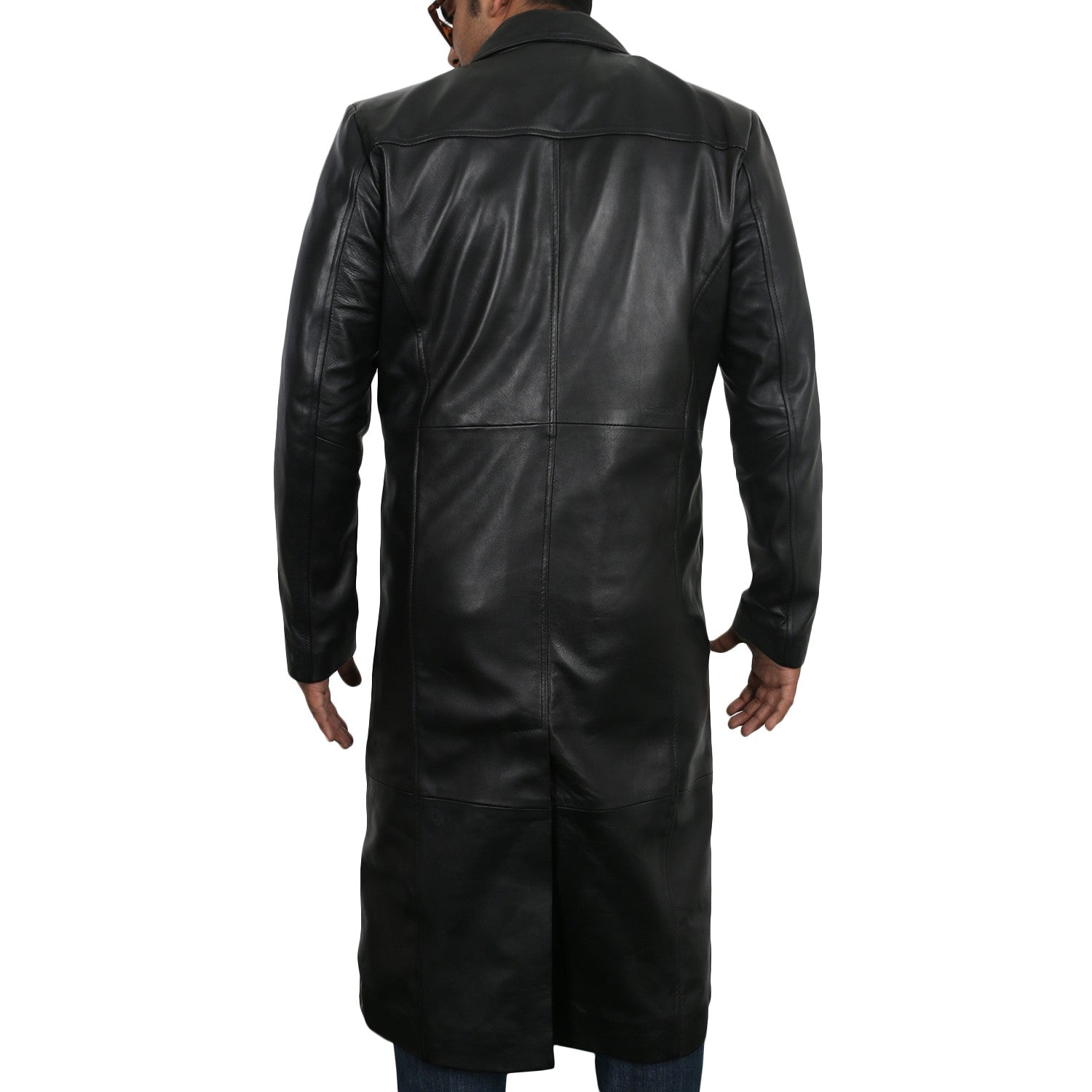 Men's Black Lambskin Leather Long Coat