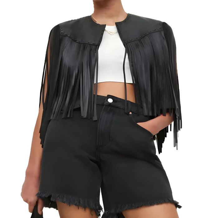 WOMEN'S WESTERN LEATHER FRINGE VEST