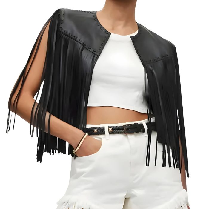 WOMEN'S WESTERN LEATHER FRINGE VEST