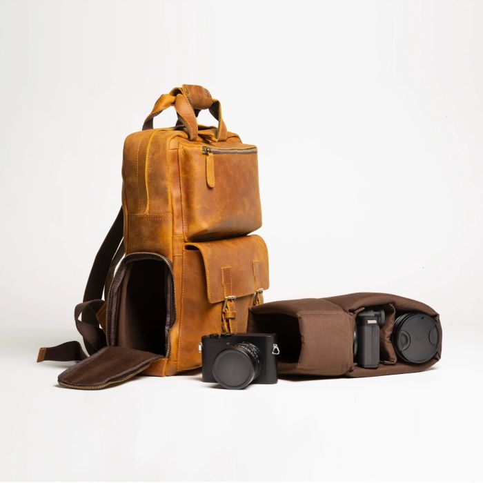 THE MANN BAG LARGE CAPACITY LEATHER CAMERA BACKPACK