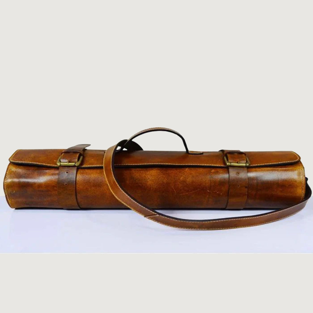 Leather Chef Knife Roll - Caramel Brown