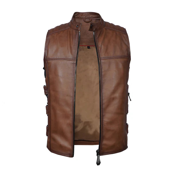 Vanguard Men's Leather Vest - Brown Leather Vest