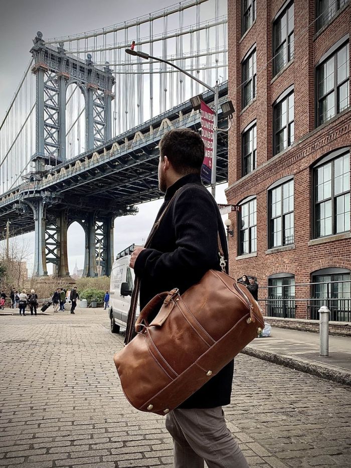 THE DAGNY WEEKENDER LARGE LEATHER DUFFLE BAG