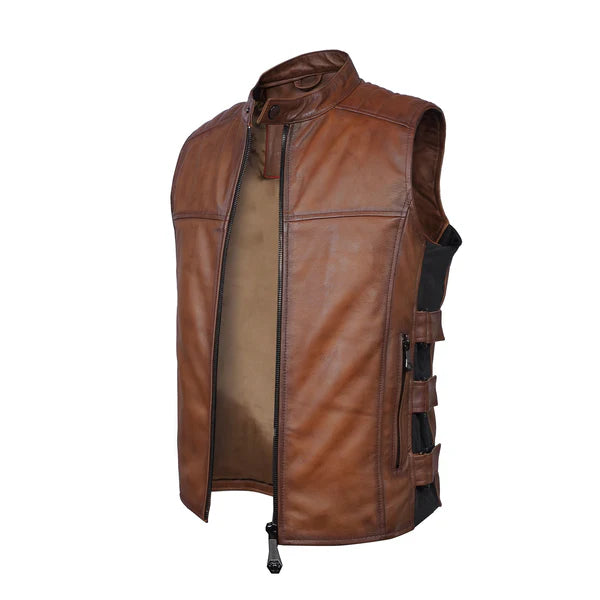 Vanguard Men's Leather Vest - Brown Leather Vest