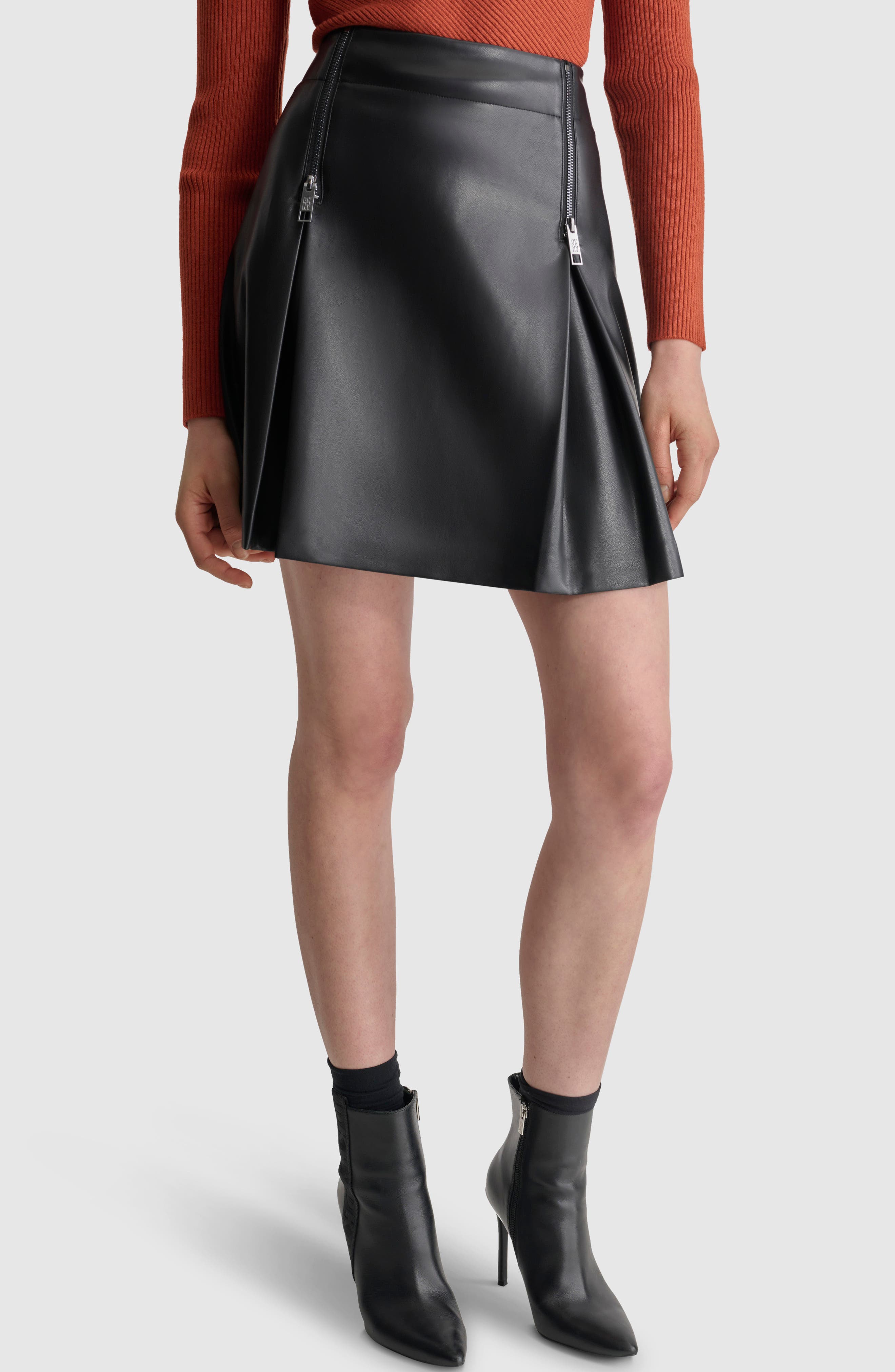 Luxe Pleat Faux Leather Mini Skirt