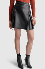 Luxe Pleat Faux Leather Mini Skirt